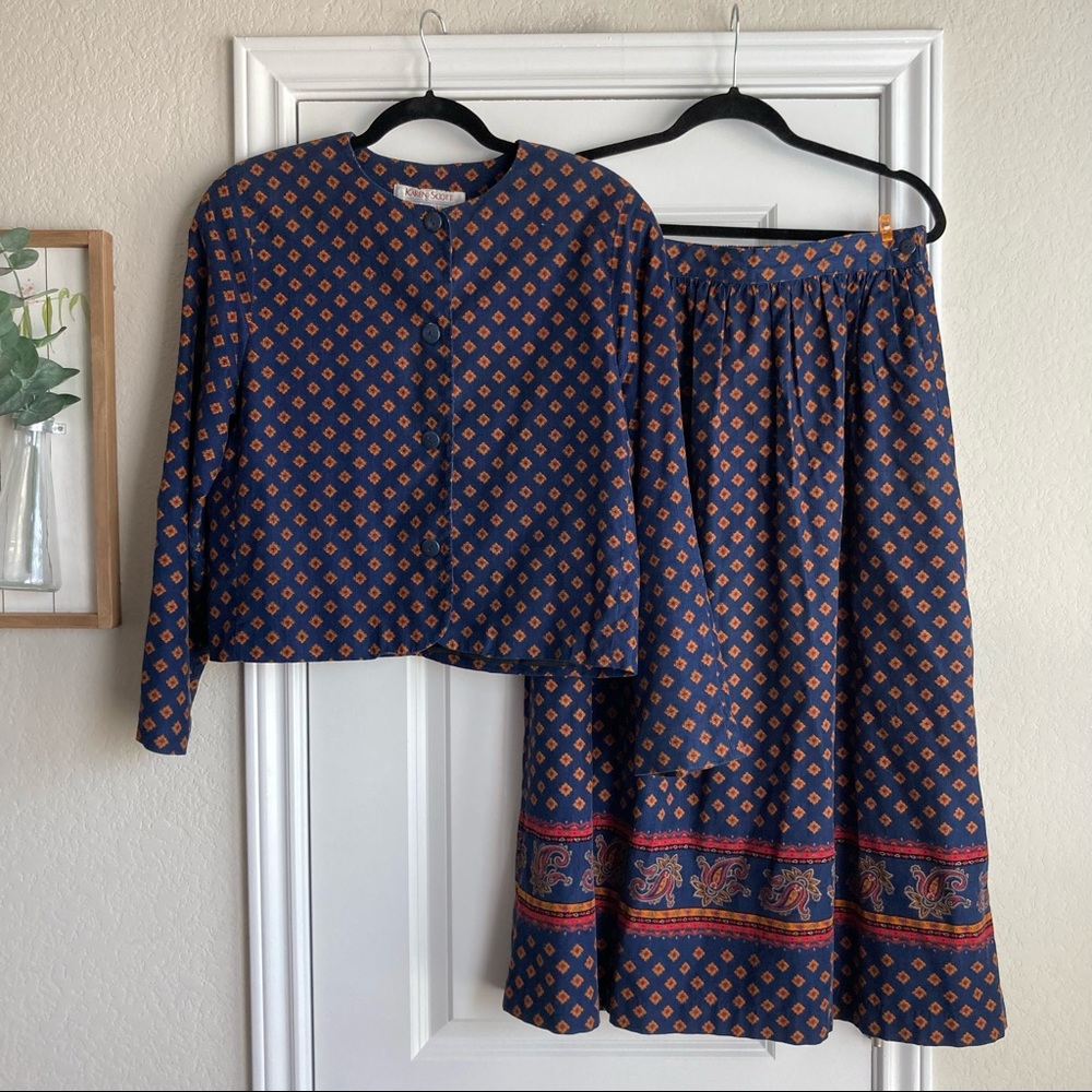 vtg Karen Scott midi skirt and jacket set